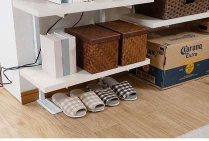 カウンター下突っ張りラック 無段階調整3枚棚オープンラック 本体 幅59.5cm ホワイトウォッシュ 壁面ラック つっぱり 薄型 収納 ディスプレイラック 店舗 新生活 カフェ サロン 一人暮らし(代引不可)