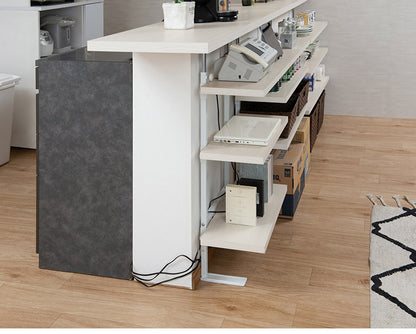 カウンター下突っ張りラック 無段階調整3枚棚オープンラック 本体 幅59.5cm ホワイトウォッシュ 壁面ラック つっぱり 薄型 収納 ディスプレイラック 店舗 新生活 カフェ サロン 一人暮らし(代引不可)