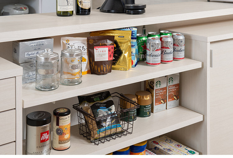 カウンター下突っ張りラック 無段階調整3枚棚オープンラック 本体 幅89.5cm ホワイトウォッシュ 壁面ラック つっぱり 薄型 収納 ディスプレイラック 店舗 新生活 カフェ サロン 一人暮らし(代引不可)