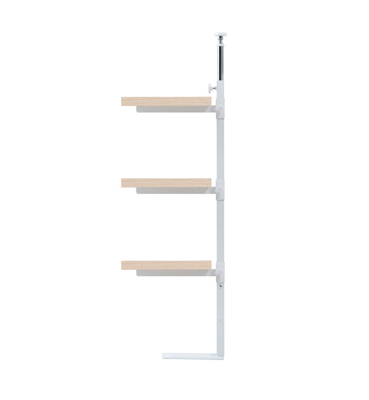 カウンター下突っ張りラック 無段階調整3枚棚オープンラック 本体 幅89.5cm マリンナチュラル 壁面ラック つっぱり 薄型 収納 ディスプレイラック 店舗 新生活 カフェ サロン 一人暮らし(代引不可)