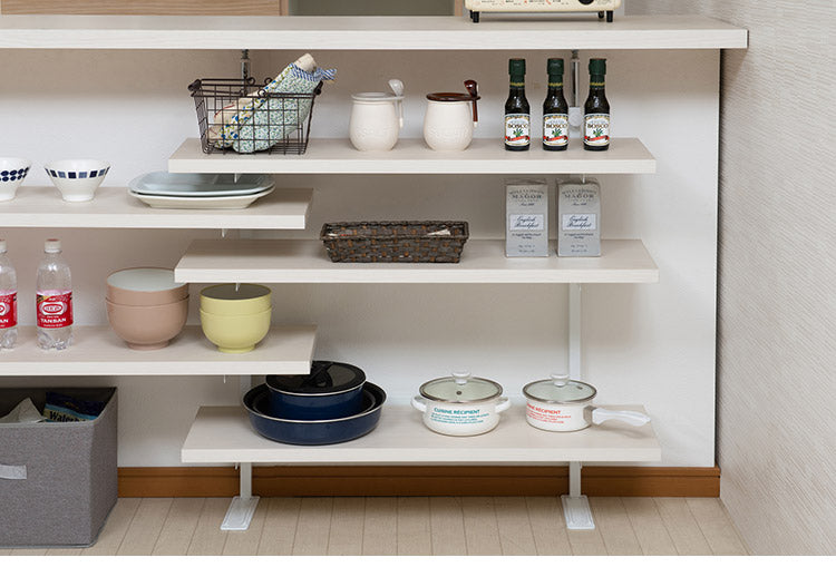 カウンター下突っ張りラック用追加棚板1枚 幅119.5cm 取付金具セット ホワイトウォッシュ 本体別売り 1枚のみの販売 ホワイト 棚 つっぱり 薄型 収納棚 ディスプレイラック(代引不可)