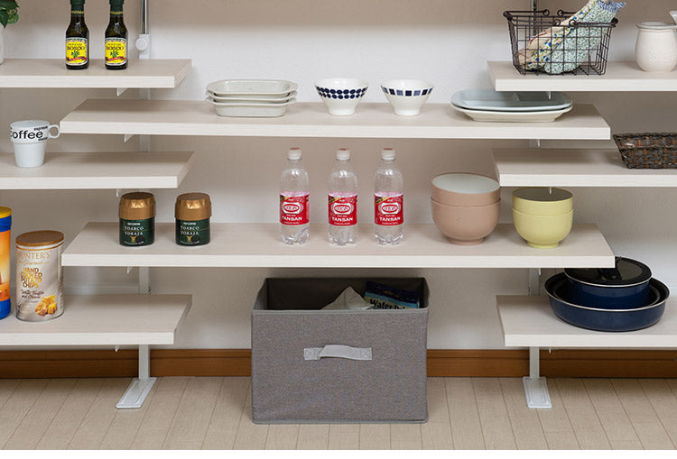 カウンター下突っ張りラック用追加棚板1枚 幅119.5cm 取付金具セット ホワイトウォッシュ 本体別売り 1枚のみの販売 ホワイト 棚 つっぱり 薄型 収納棚 ディスプレイラック(代引不可)