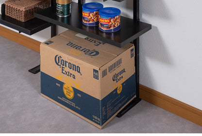 bravo ブラボーシリーズ カウンター下ラック 無段階調整3枚棚オープンラック 本体 幅59.5cm ブラック キッチン キッチン収納 ラック 棚 突っ張り つっぱり棚 つっぱりラック 収納棚(代引不可)