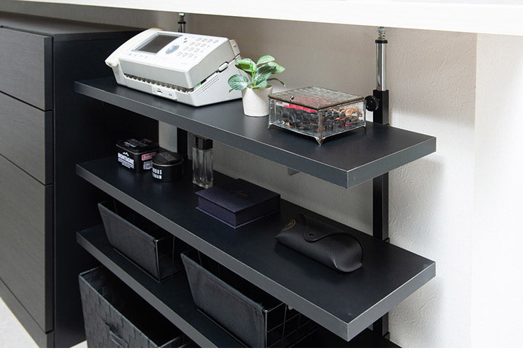 bravo ブラボーシリーズ カウンター下ラック 無段階調整3枚棚オープンラック 本体 幅89.5cm ブラック キッチン キッチン収納 ラック 棚 突っ張り つっぱり棚 つっぱりラック 収納棚(代引不可)