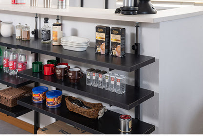 bravo ブラボーシリーズ カウンター下ラック 無段階調整3枚棚オープンラック 本体 幅89.5cm ブラック キッチン キッチン収納 ラック 棚 突っ張り つっぱり棚 つっぱりラック 収納棚(代引不可)