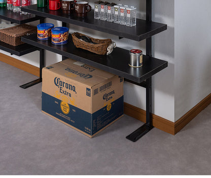 bravo ブラボーシリーズ カウンター下ラック 無段階調整3枚棚オープンラック 本体 幅89.5cm ブラック キッチン キッチン収納 ラック 棚 突っ張り つっぱり棚 つっぱりラック 収納棚(代引不可)