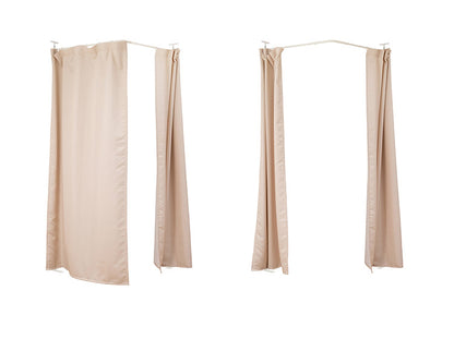 wally 突っ張り間仕切り伸縮カーテン コーナーL型 ベージュ 目隠しカーテン 突っ張りパーティション つっぱりパーテーション 間仕切りカーテン パーテーション オフィス(代引不可)