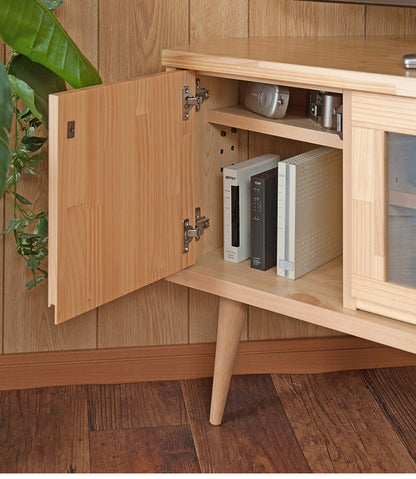 Baum 天然木パイン材のコーナーTVボード 幅120 北欧ナチュラル 脚付き モダン ローボード 北欧 ナチュラル おしゃれ ラック コーナーボード TVボード TV台 テレビボード テレビ台 完成品 ナチュラル(代引不可)