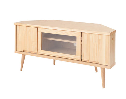 Baum 天然木パイン材のコーナーTVボード 幅120 北欧ナチュラル 脚付き モダン ローボード 北欧 ナチュラル おしゃれ ラック コーナーボード TVボード TV台 テレビボード テレビ台 完成品 ナチュラル(代引不可)