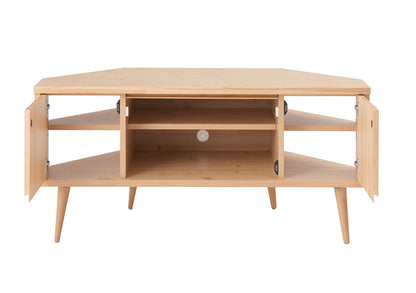 Baum 天然木パイン材のコーナーTVボード 幅120 北欧ナチュラル 脚付き モダン ローボード 北欧 ナチュラル おしゃれ ラック コーナーボード TVボード TV台 テレビボード テレビ台 完成品 ナチュラル(代引不可)