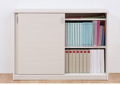 FINEシリーズ カウンター下収納 幅120cm 引き戸タイプ ホワイトウォッシュ 日本製 完成品 キッチン カウンター下 収納 本棚 食器棚 ミニ食器棚 カウンター収納 薄型収納 ラック(代引不可)