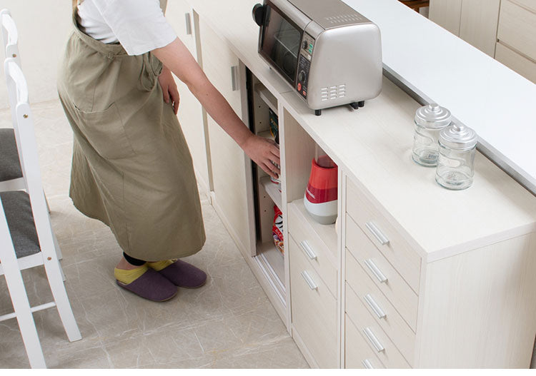 FINEシリーズ カウンター下収納 幅120cm 引き戸タイプ ホワイトウォッシュ 日本製 完成品 キッチン カウンター下 収納 本棚 食器棚 ミニ食器棚 カウンター収納 薄型収納 ラック(代引不可)