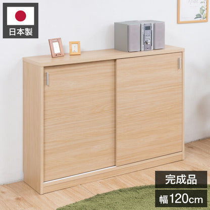 FINEシリーズ カウンター下収納 幅120cm 引き戸タイプ マリンナチュラル 日本製 完成品 キッチン カウンター下 収納 本棚 食器棚 ミニ食器棚 カウンター収納 薄型収納 ラック(代引不可)