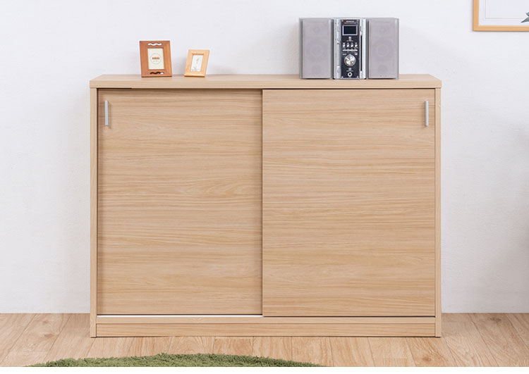 FINEシリーズ カウンター下収納 幅120cm 引き戸タイプ マリンナチュラル 日本製 完成品 キッチン カウンター下 収納 本棚 食器棚 ミニ食器棚 カウンター収納 薄型収納 ラック(代引不可)