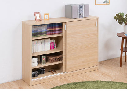 FINEシリーズ カウンター下収納 幅120cm 引き戸タイプ マリンナチュラル 日本製 完成品 キッチン カウンター下 収納 本棚 食器棚 ミニ食器棚 カウンター収納 薄型収納 ラック(代引不可)