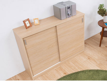 FINEシリーズ カウンター下収納 幅120cm 引き戸タイプ マリンナチュラル 日本製 完成品 キッチン カウンター下 収納 本棚 食器棚 ミニ食器棚 カウンター収納 薄型収納 ラック(代引不可)