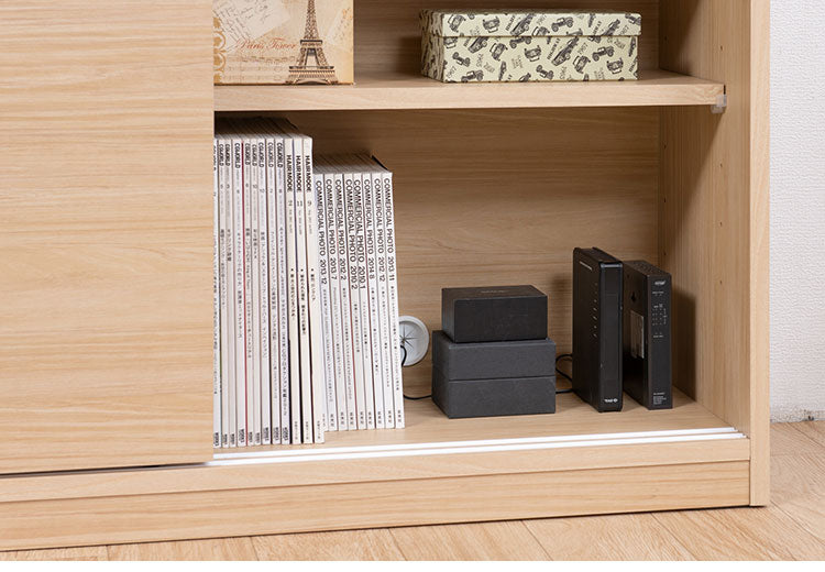 FINEシリーズ カウンター下収納 幅120cm 引き戸タイプ マリンナチュラル 日本製 完成品 キッチン カウンター下 収納 本棚 食器棚 ミニ食器棚 カウンター収納 薄型収納 ラック(代引不可)