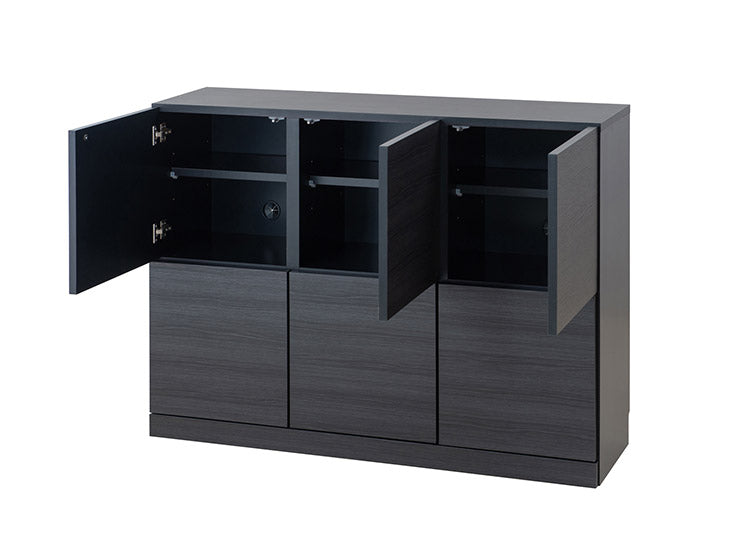 BK-club A4が入る薄型カウンター下収納 幅120cm 奥行34cm 高さ86.5cm キャビネット 完成品 日本製 スタイリッシュブラック 扉タイプ 薄型 カウンター下収納 キッチン キッチン収納(代引不可)