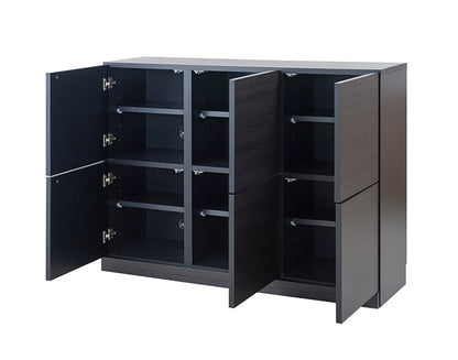 BK-club A4が入る薄型カウンター下収納 幅120cm 奥行34cm 高さ86.5cm キャビネット 完成品 日本製 スタイリッシュブラック 扉タイプ 薄型 カウンター下収納 キッチン キッチン収納(代引不可)