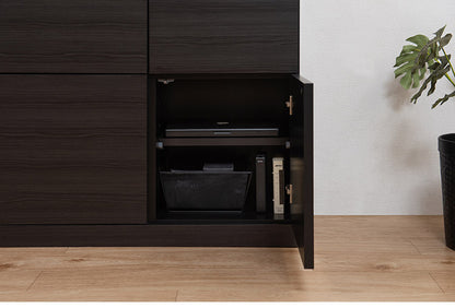 BK-club A4が入る薄型カウンター下収納 幅120cm 奥行34cm 高さ86.5cm キャビネット 完成品 日本製 スタイリッシュブラック 扉タイプ 薄型 カウンター下収納 キッチン キッチン収納(代引不可)