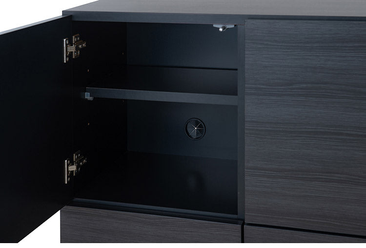 BK-club A4が入る薄型カウンター下収納 幅120cm 奥行34cm 高さ86.5cm キャビネット 完成品 日本製 スタイリッシュブラック 扉タイプ 薄型 カウンター下収納 キッチン キッチン収納(代引不可)