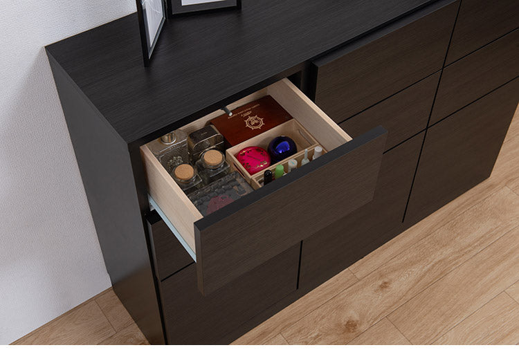 BK-club A4が入る薄型カウンター下収納 幅120cm 奥行34cm 高さ86.5cm キャビネット 完成品 日本製 スタイリッシュブラック 引出しタイプ 薄型 カウンター下収納 キッチン キッチン収納(代引不可)