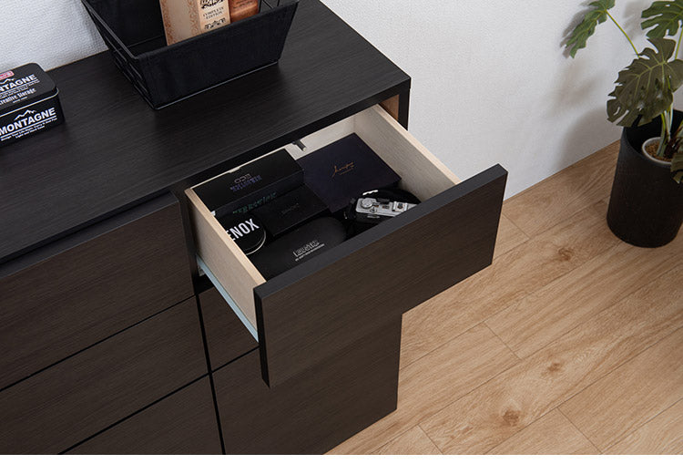 BK-club A4が入る薄型カウンター下収納 幅120cm 奥行34cm 高さ86.5cm キャビネット 完成品 日本製 スタイリッシュブラック 引出しタイプ 薄型 カウンター下収納 キッチン キッチン収納(代引不可)