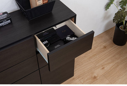 BK-club A4が入る薄型カウンター下収納 幅120cm 奥行34cm 高さ86.5cm キャビネット 完成品 日本製 スタイリッシュブラック 引出しタイプ 薄型 カウンター下収納 キッチン キッチン収納(代引不可)