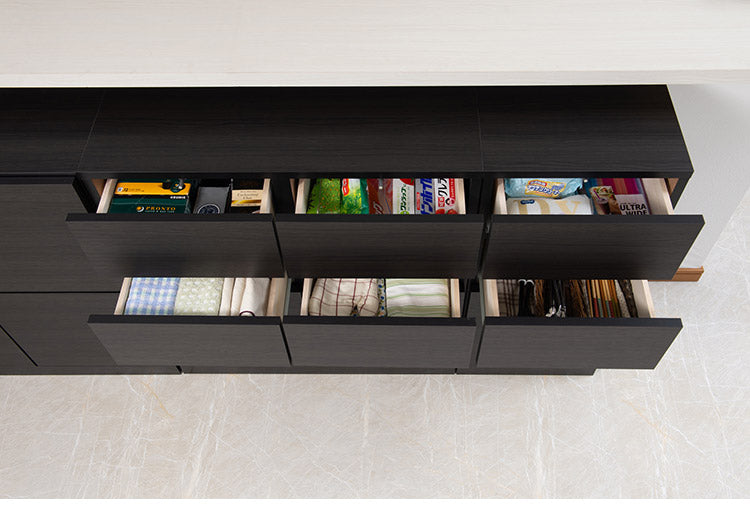 BK-club A4が入る薄型カウンター下収納 幅120cm 奥行34cm 高さ86.5cm キャビネット 完成品 日本製 スタイリッシュブラック 引出しタイプ 薄型 カウンター下収納 キッチン キッチン収納(代引不可)