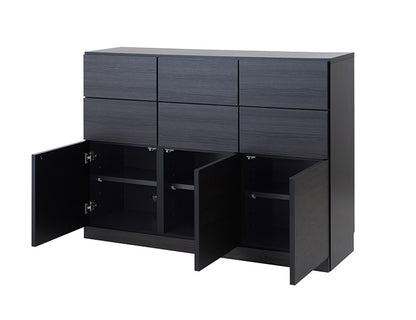 BK-club A4が入る薄型カウンター下収納 幅120cm 奥行34cm 高さ86.5cm キャビネット 完成品 日本製 スタイリッシュブラック 引出しタイプ 薄型 カウンター下収納 キッチン キッチン収納(代引不可)