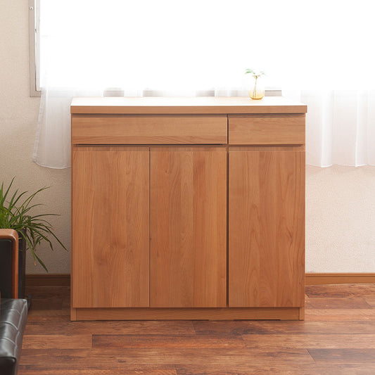 完成品 日本製 天然木 アルダー材 パソコンデスク 幅90 キャビネット デスクになる 木製 カウンター リビング おしゃれ ナチュラル 国産(代引不可)