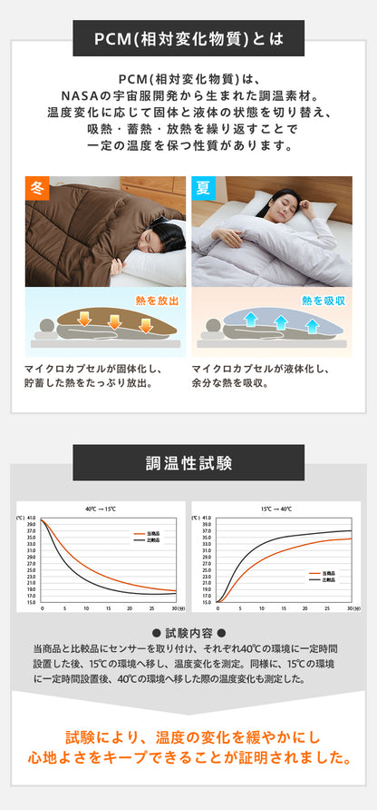 調温掛け布団 クイーンロング 210×210cm 温度調整 抗菌 防臭 防ダニ 8か所ループ付き 調温 圧縮梱包 低ホルムアルデヒト エコテックス 洗える 洗濯ネット 収納袋 オールシーズン ウォッシャブ