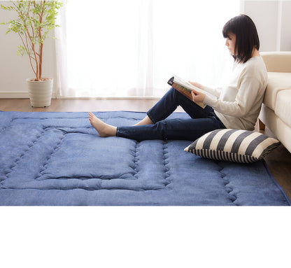 極厚6層ラグマット 135×185 調温わた使用 滑り止め付き 厚手 極厚 デニム調 リビング ふかふか 1年中 ラグ ラグマット カーペット 絨毯 抗菌 6層ラグ 防音 防臭