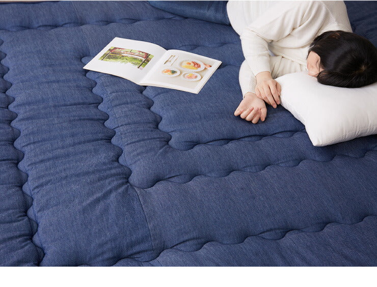 極厚6層ラグマット 135×185 調温わた使用 滑り止め付き 厚手 極厚 デニム調 リビング ふかふか 1年中 ラグ ラグマット カーペット 絨毯 抗菌 6層ラグ 防音 防臭