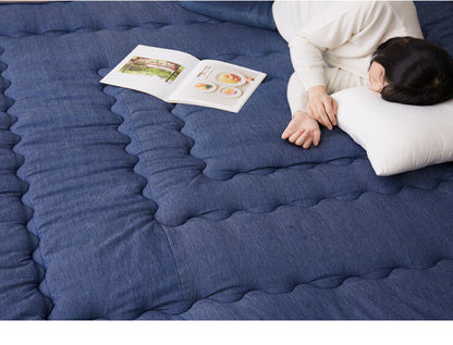 極厚6層ラグマット 135×185 調温わた使用 滑り止め付き 厚手 極厚 デニム調 リビング ふかふか 1年中 ラグ ラグマット カーペット 絨毯 抗菌 6層ラグ 防音 防臭