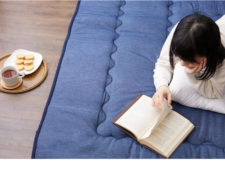 極厚6層ラグマット 185×185 調温わた使用 滑り止め付き 厚手 極厚 デニム調 リビング ふかふか 1年中 ラグ ラグマット カーペット 絨毯 抗菌 6層ラグ 防音 防臭