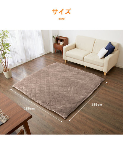 【ラグカバーセット】 極厚6層ラグマット 185×185 調温わた使用 滑り止め付き 厚手 極厚 デニム調 リビング ふかふか 1年中 ラグ ラグマット カーペット 絨毯 抗菌 6層ラグ 防音 防臭