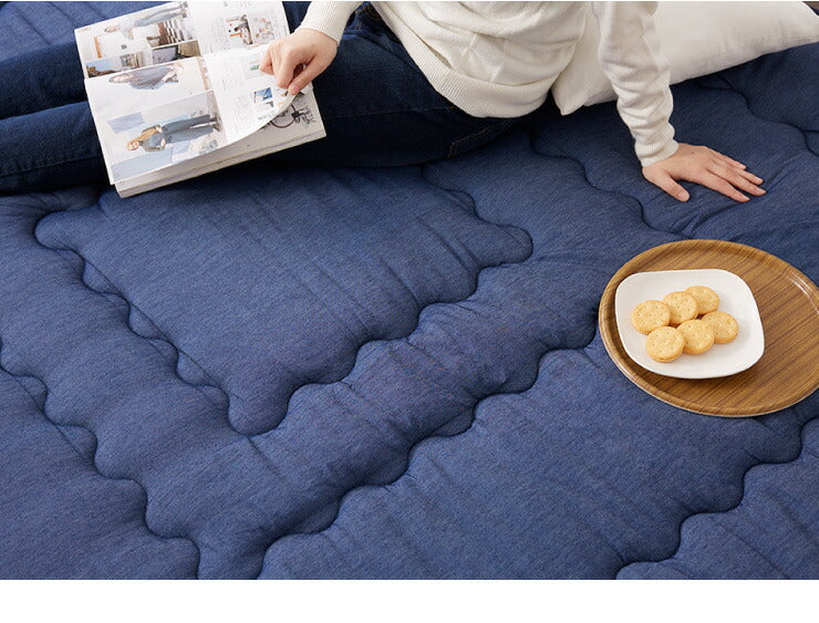 【ラグカバーセット】 極厚6層ラグマット 200×240 調温わた使用 滑り止め付き 厚手 極厚 デニム調 リビング ふかふか 1年中 ラグ ラグマット カーペット 絨毯 抗菌 6層ラグ 防音 防臭
