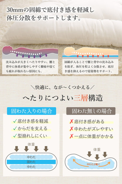敷布団 日本製 抗菌 防ダニ 防臭 シングル 100×200cm 清潔 洗える 抗菌防臭加工 帝人 テイジン TEIJIN へたりにくい ピーチスキン加工 ホワイト ポリエステル 洗濯可能 寝具 布団