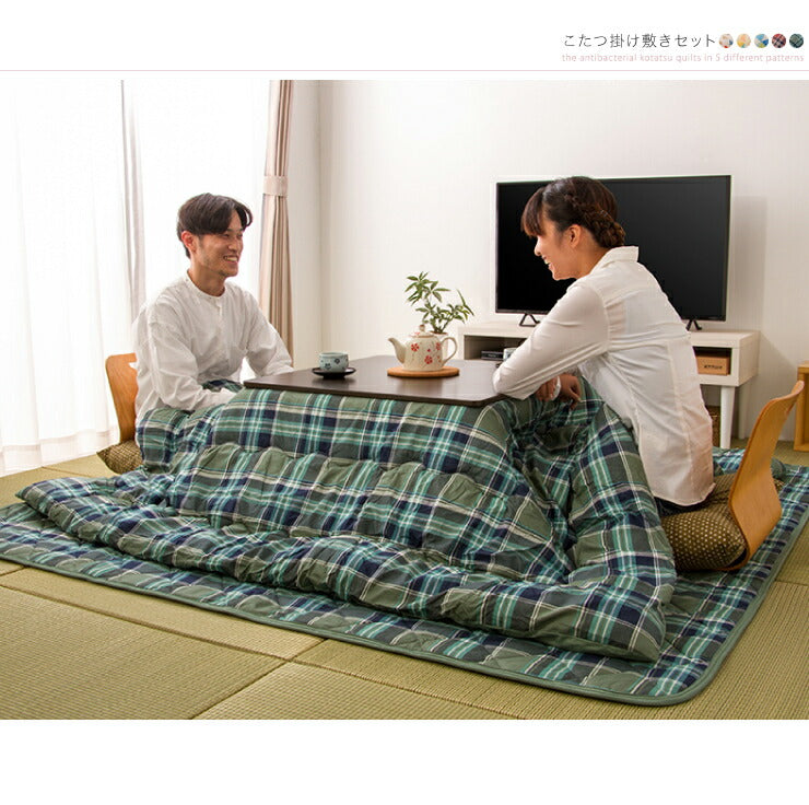 選べる5柄 こたつ布団 掛敷セット 正方形 185×185cm 抗菌 防臭 省スペース チェック柄 セット かわいい おしゃれ 一人暮らし こたつ 掛け布団 こたつ掛布団 こたつ掛け布団 敷き布団  敷布団 テーブル