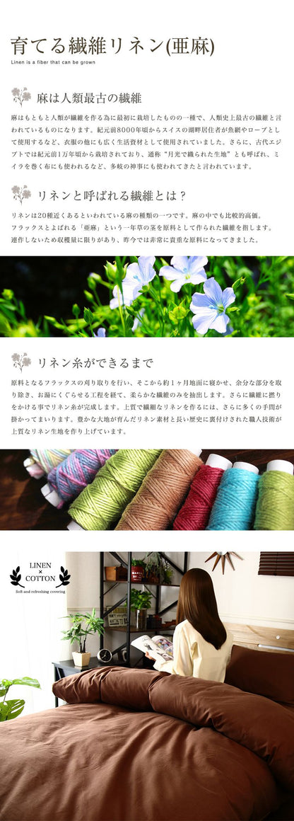 天然リネン&コットン 掛け布団カバー ダブル 190×210 おしゃれ 北欧 麻混 綿 コットン 掛布団カバー ふとん 掛け布団 カバー 洗濯可能 ウォッシャブル 6色展開 一人暮らし 新生活(代引不可)