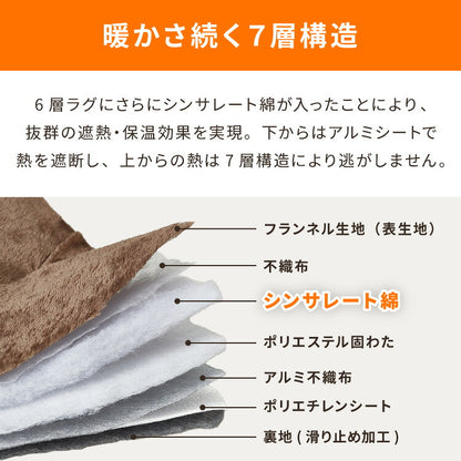 【ラグカバーセット】 シンサレート使用 あったか極厚7層ラグマット 135×185 約3.5cm厚 厚手 極厚 ふかふか ホットカーペット対応 リビング ラグ ラグマット 絨毯 カーペット あったか こたつ 敷布団