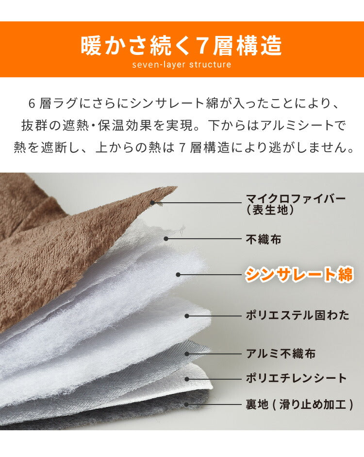 【ラグカバーセット】 シンサレート使用 あったか極厚7層ラグマット 200×280 約4.5cm厚 厚手 極厚 ふかふか ホットカーペット対応 リビング ラグ ラグマット 絨毯 カーペット あったか シンサレート こたつ 敷布団 こたつ敷き布団