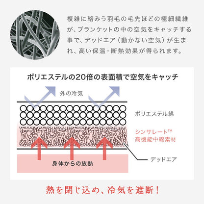あったかブランケット シンサレート綿使用 70×100 ピーチスキン 毛布 厚手 暖かい 膝掛け毛布 かわいい シンサレート 人気