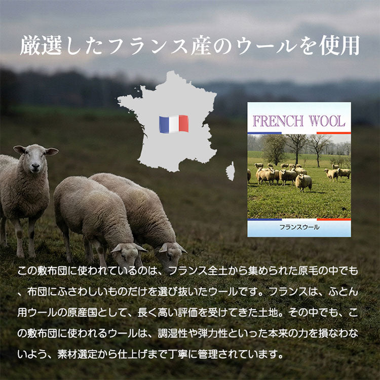 敷き布団 シングル 日本製 羊毛100%使用 100×200 防臭 ウール敷布団 消臭 吸湿性抜群 ウール100% ウール 洗える 丸洗い可能 消臭ウール布団 羊毛布団 敷き布団 羊毛