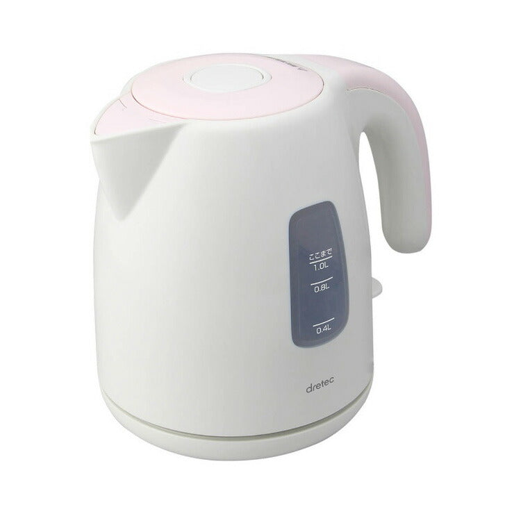 ドリテック 電気ケトル 1.0L PO-340PK ピンク 空焚き防止 安全