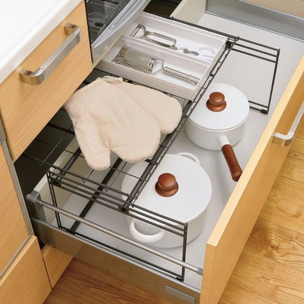 リッチェル トトノ 引き出し用 スライド収納ラックN 深い 引出し 収納 仕切り 整頓 上下 段 分ける 棚 鍋の上 可動