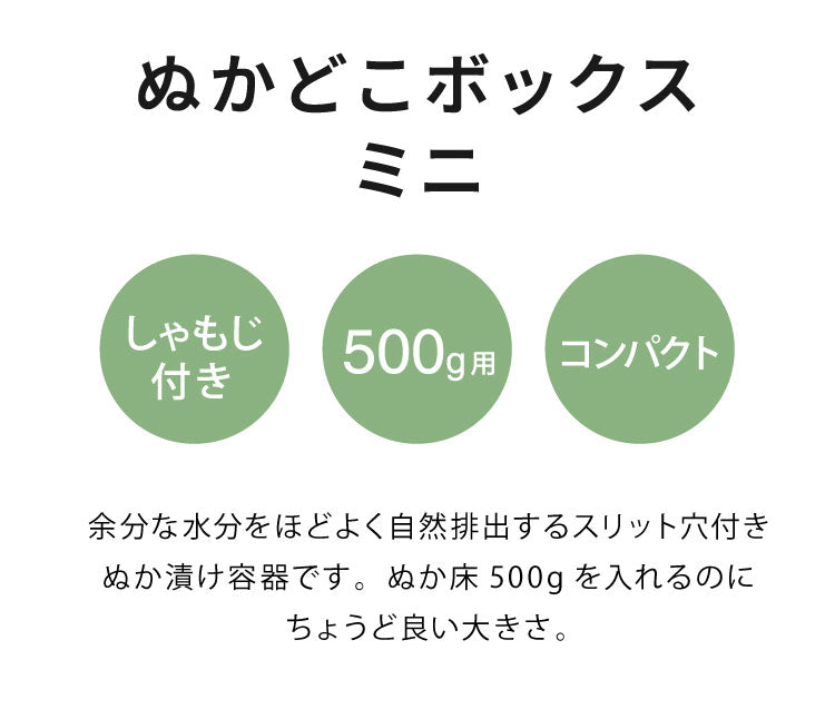 【ミニサイズ2個セット】オークス レイエ ぬかどこボックス ミニ ぬか床500g用 水抜きスリット穴付き ぬか漬け容器 専用しゃもじ付き 漬け物 漬物 保存容器 ぬか床ボックス ぬか漬け LES3254 AUX leye