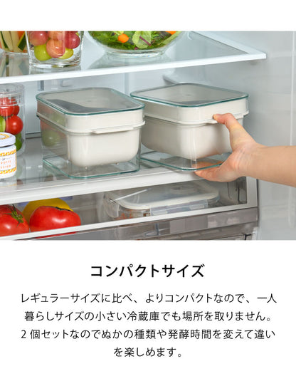 【ミニサイズ2個セット】オークス レイエ ぬかどこボックス ミニ ぬか床500g用 水抜きスリット穴付き ぬか漬け容器 専用しゃもじ付き 漬け物 漬物 保存容器 ぬか床ボックス ぬか漬け LES3254 AUX leye