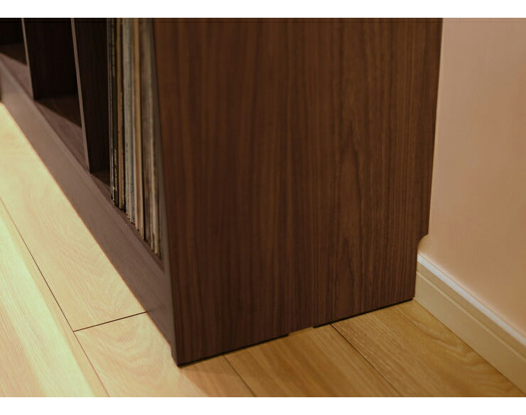 レコードディスプレイラック 木目ダーク レコード ジャケット ディスプレイ 約280枚収納 幅71cm ガラス 飾り棚 おしゃれ(代引不可)